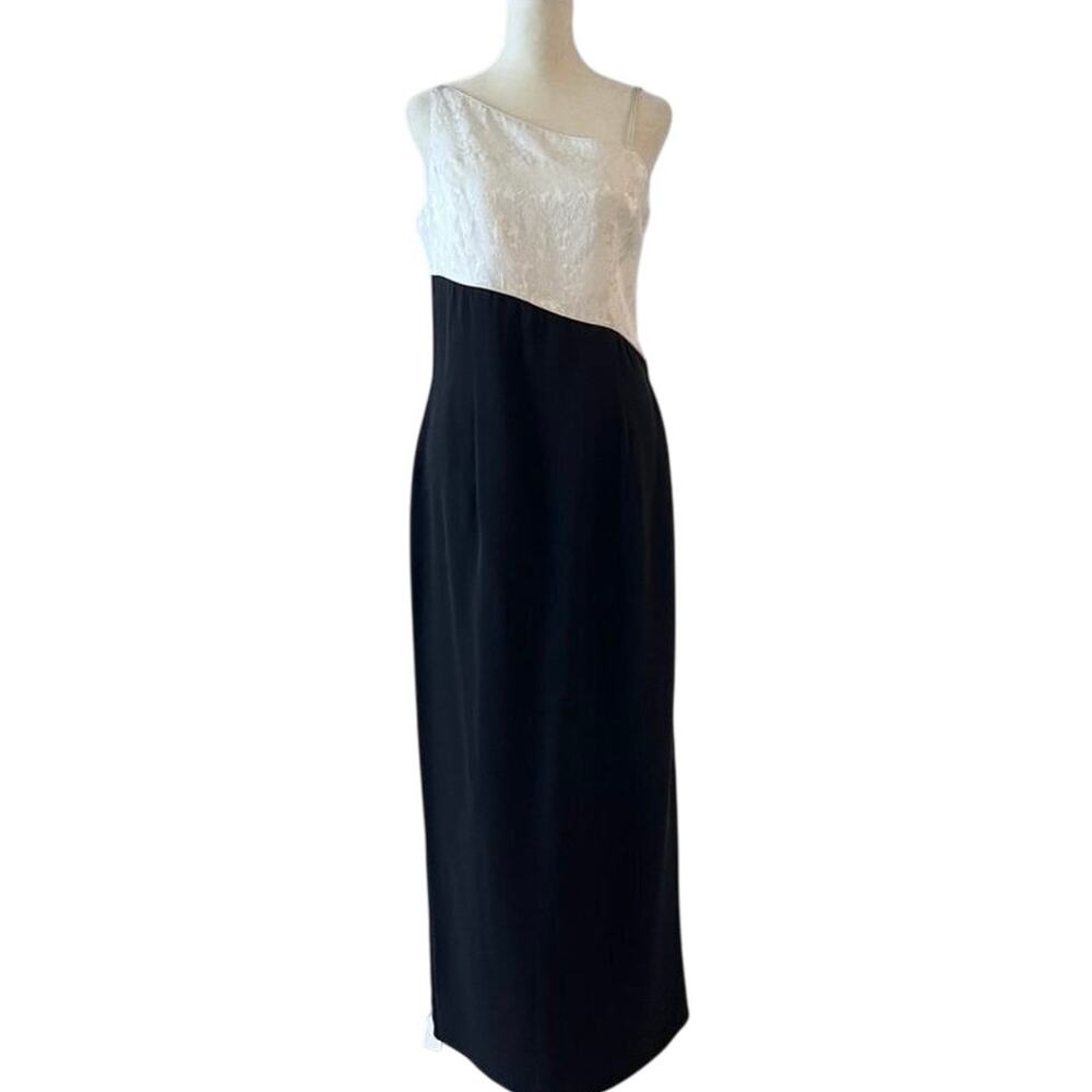 Vintage Scott McClintock Black White Evening Gown Dress Women’s Size 10 USA